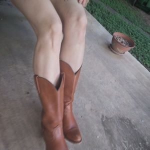 Frye cognac brown cowboy boots